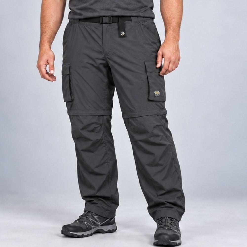 Mountain Hardwear Mesa Mens XL Gray Convertible ZipOff Cargo Hiking Pants Belted